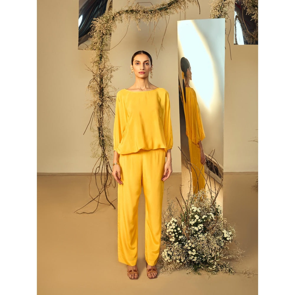 ORIGANI Yellow Solid Marigold Bliss Co-Ord (Set of 2)