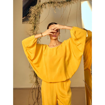 ORIGANI Yellow Solid Marigold Bliss Co-Ord (Set of 2)