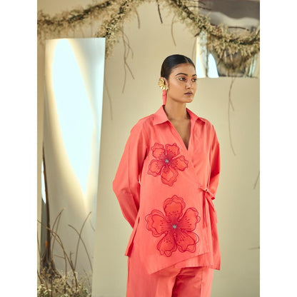 ORIGANI Breezy Coral Floral Co-Ord (Set of 2)