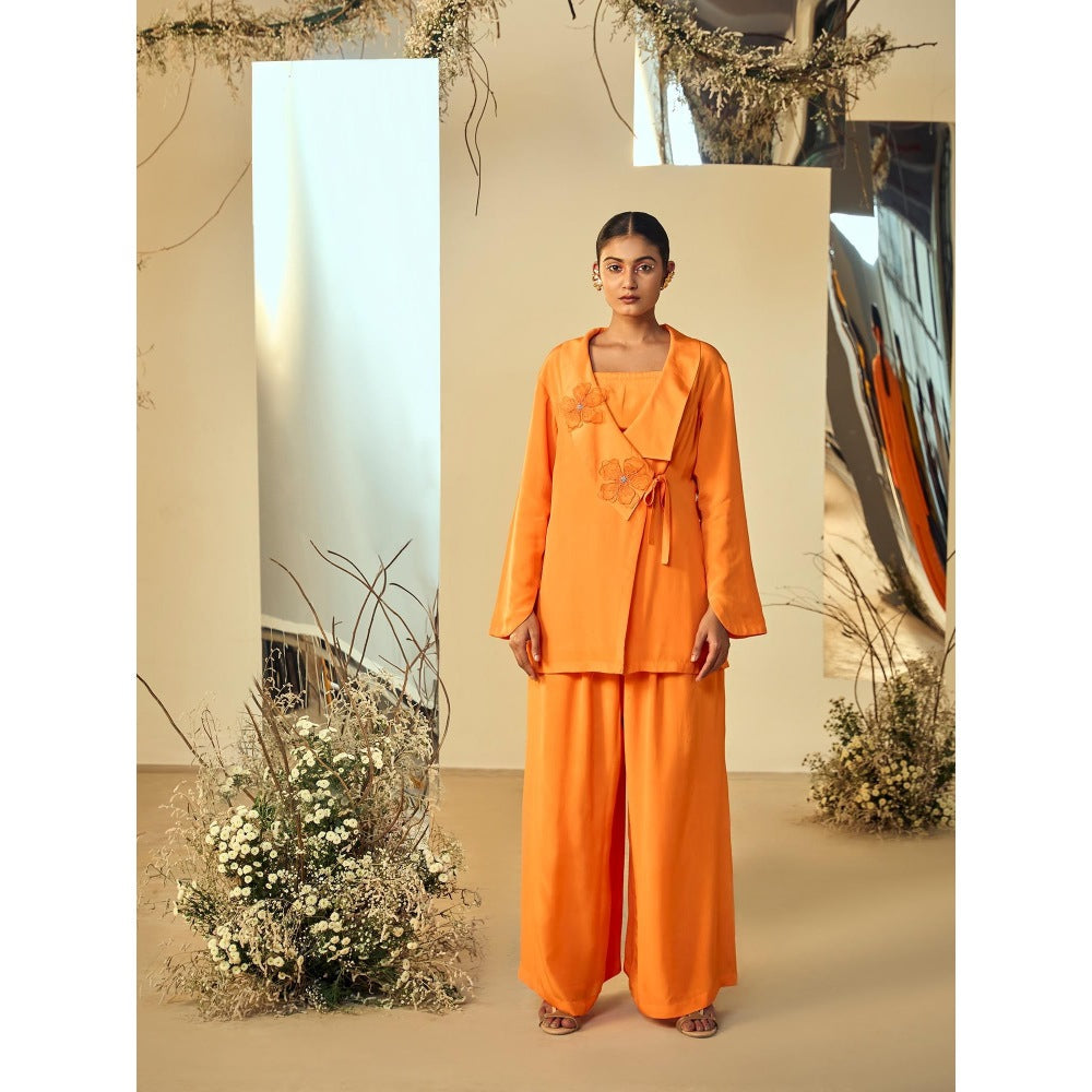 ORIGANI Orange Tangerine Floral Co-Ord (Set of 3)