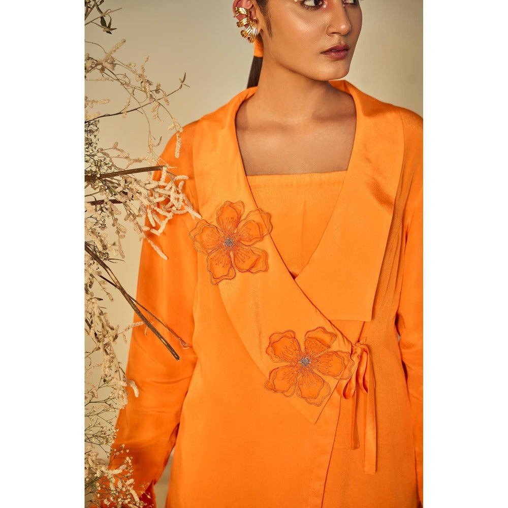 ORIGANI Orange Tangerine Floral Co-Ord (Set of 3)