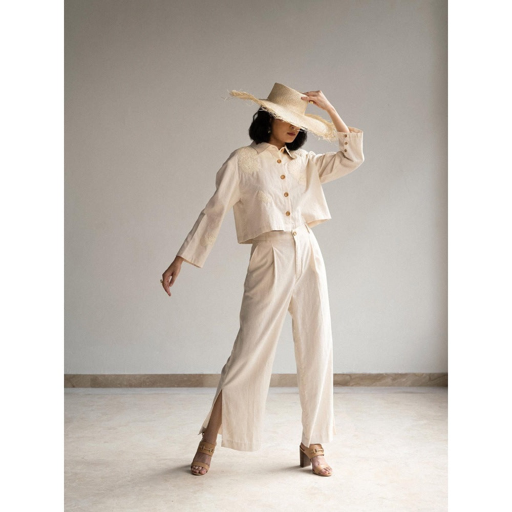 ORIGANI White Rosewood Embroidered Co-Ord (Set of 2)