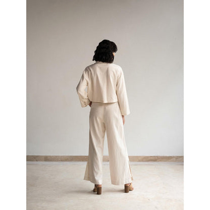 ORIGANI White Rosewood Embroidered Co-Ord (Set of 2)