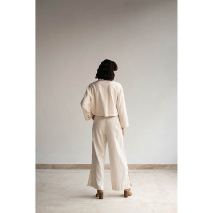 ORIGANI Ivory Rosewood Embroidered Shirt