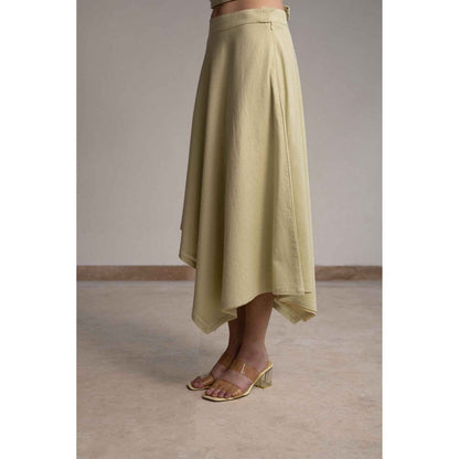 ORIGANI Beige Meadows Midi Skirt