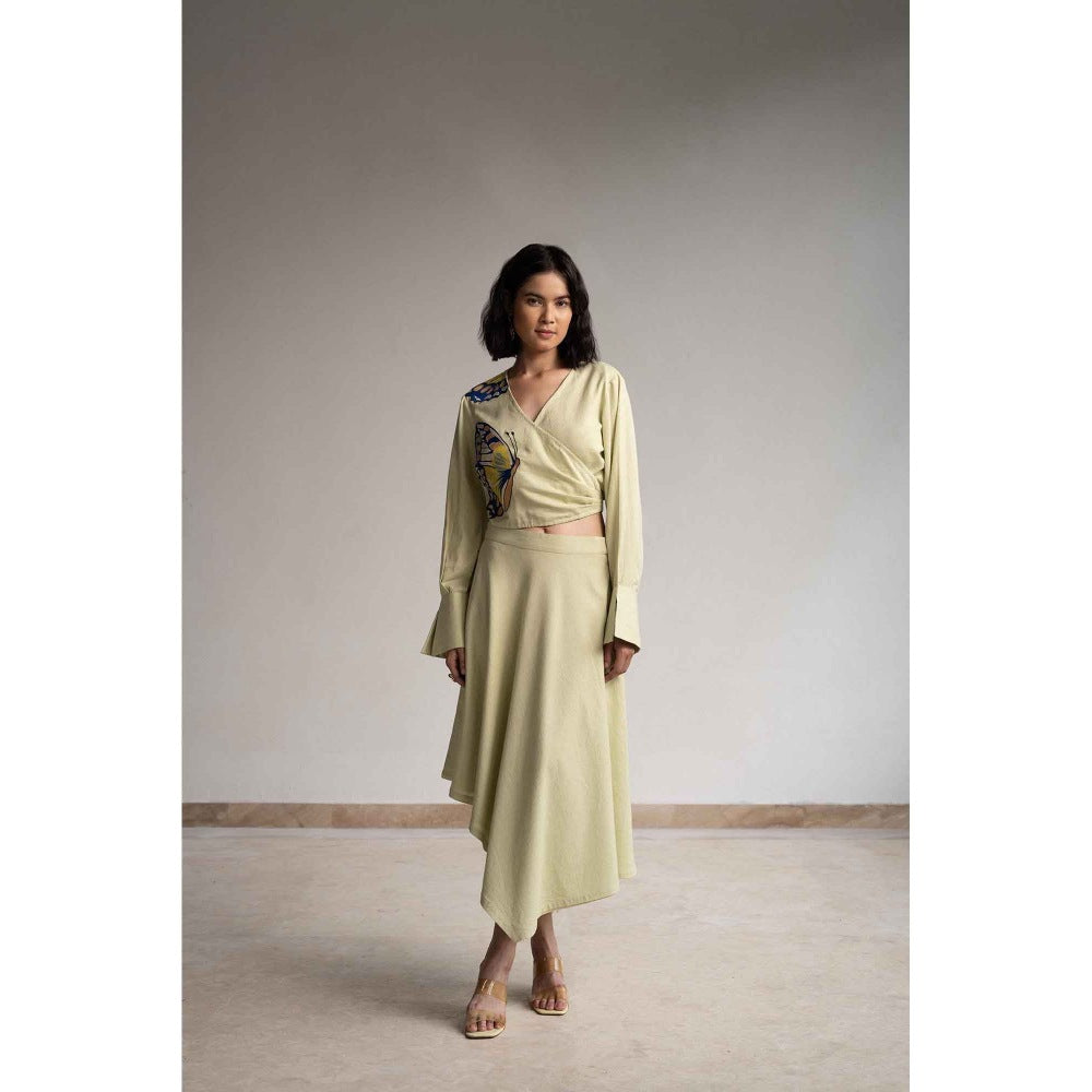 ORIGANI Beige Meadows Midi Skirt