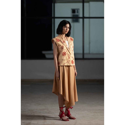 ORIGANI Sand Brown Midi Skirt