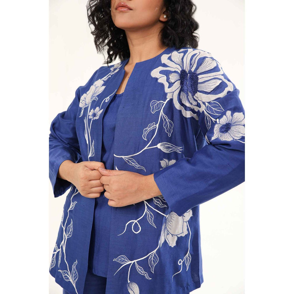 ORIGANI Blue Petunia Petal Overlay Jacket