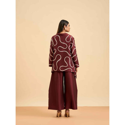 ORIGANI Maroon Regal Harmony Overlay Jacket