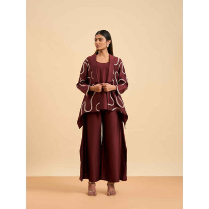 ORIGANI Maroon Regal Harmony Overlay Jacket