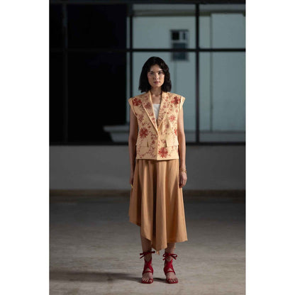 ORIGANI Beige Sunflower Oasis Blazer