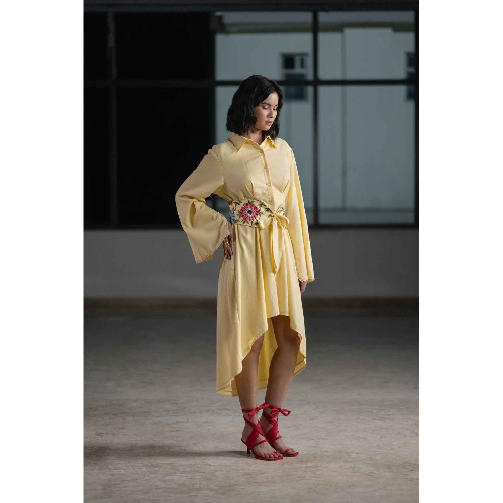 ORIGANI Yellow Mellow Mini Dress with Belt (Set of 2)