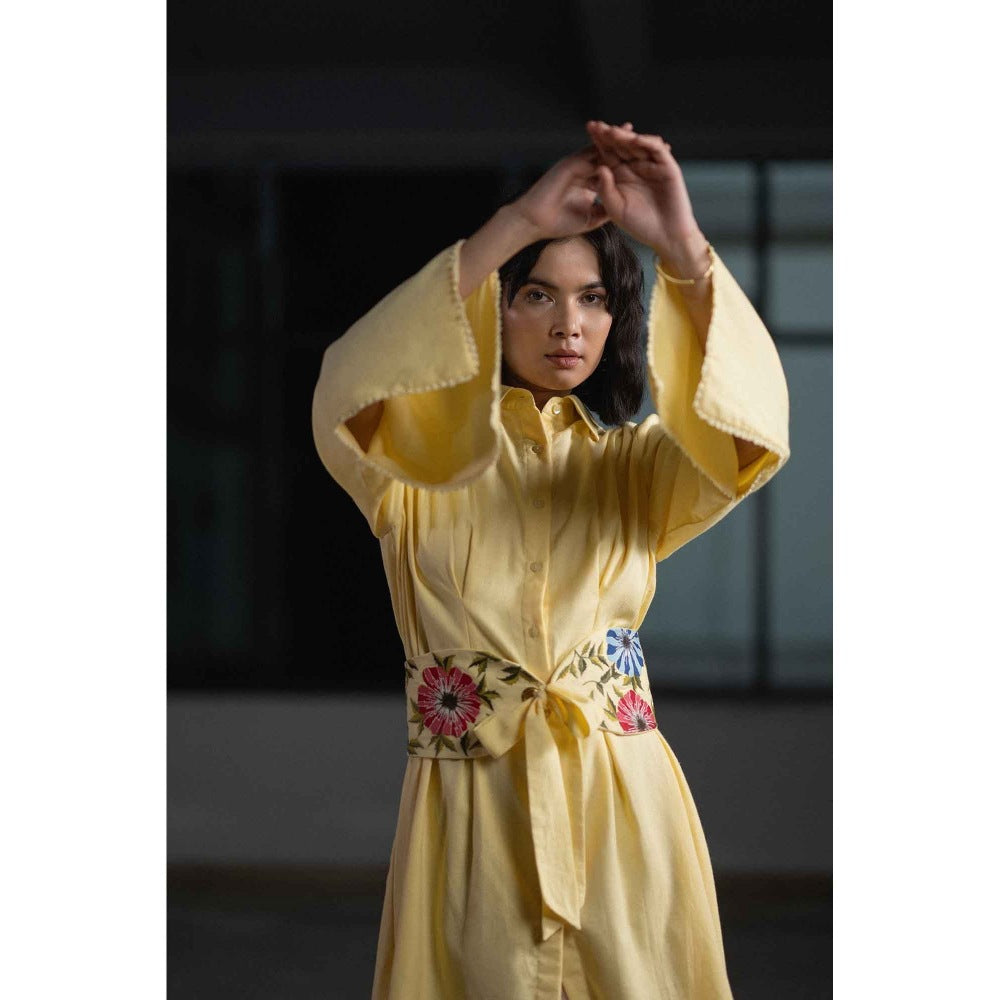 ORIGANI Yellow Mellow Mini Dress with Belt (Set of 2)