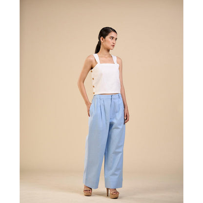 ORIGANI White Linen Dewdrop Top