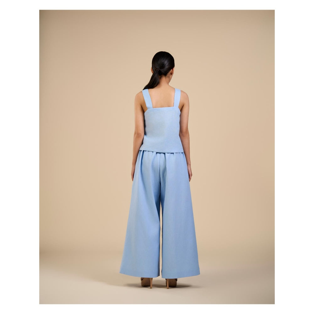 ORIGANI Blue Linen Dewdrop Top