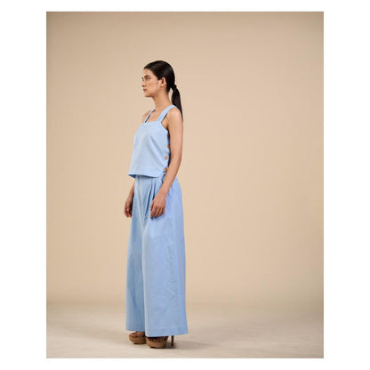 ORIGANI Blue Linen Dewdrop Top