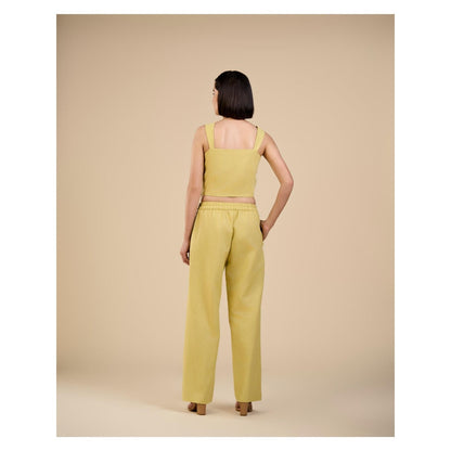 ORIGANI Sage Green Embroidred Bustier Top