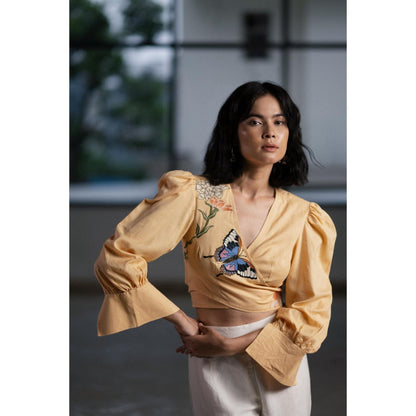 ORIGANI Fluttering Marigold Crop Top