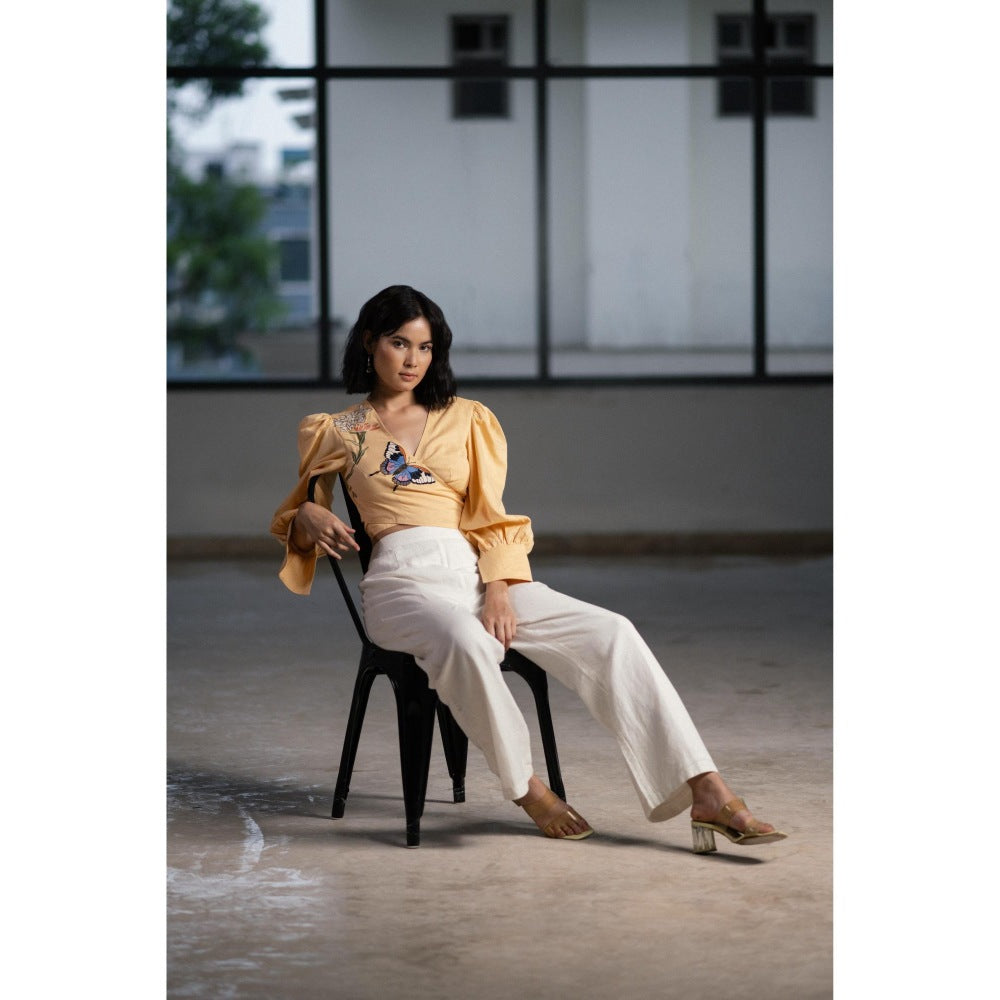 ORIGANI Fluttering Marigold Crop Top