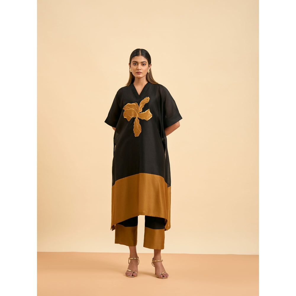 ORIGANI Black Fusion Suit Kurta with Pant and Inner (Set of 3)