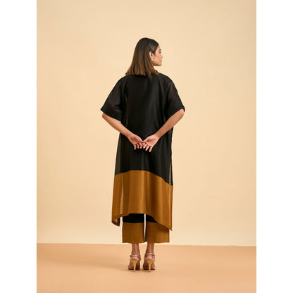 ORIGANI Black Fusion Suit Kurta with Pant and Inner (Set of 3)