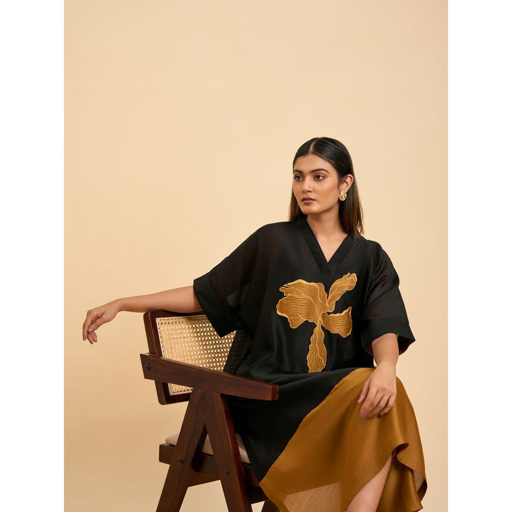 ORIGANI Black Fusion Suit Kurta with Pant and Inner (Set of 3)