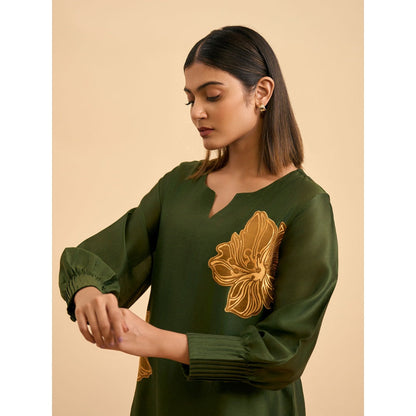 ORIGANI Olive Chicory Suit Kurta with Pant and Inner (Set of 3)