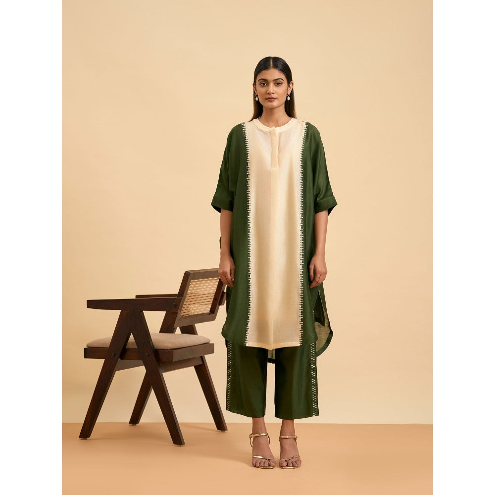 ORIGANI Olive Mystique Suit Kaftan with Pant and Inner (Set of 3)