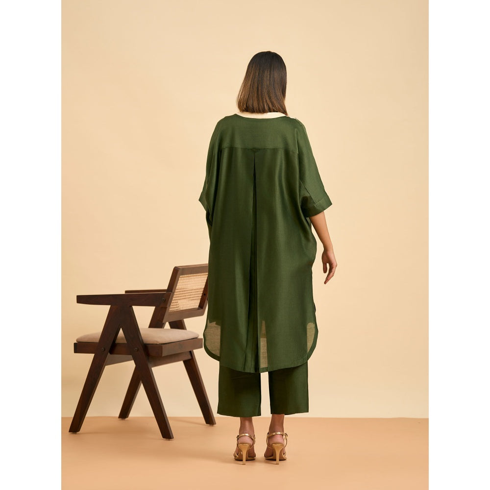 ORIGANI Olive Mystique Suit Kaftan with Pant and Inner (Set of 3)