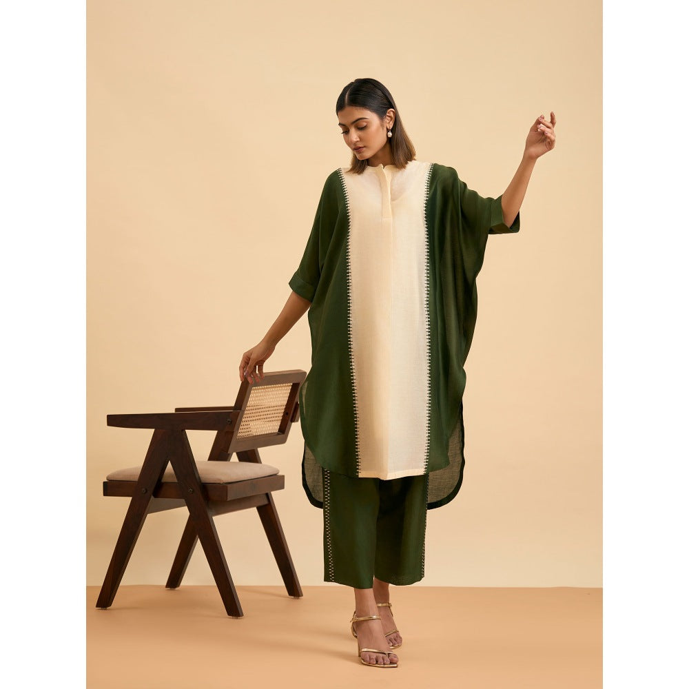 ORIGANI Olive Mystique Suit Kaftan with Pant and Inner (Set of 3)