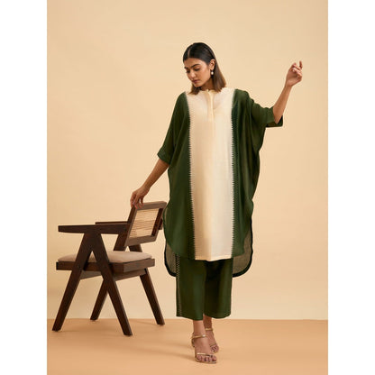 ORIGANI Olive Mystique Suit Kaftan with Pant and Inner (Set of 3)