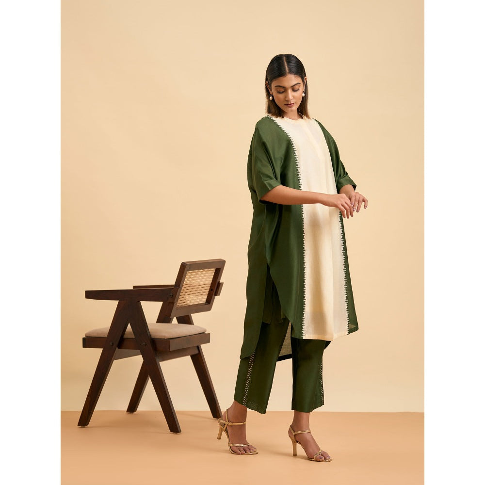 ORIGANI Olive Mystique Suit Kaftan with Pant and Inner (Set of 3)