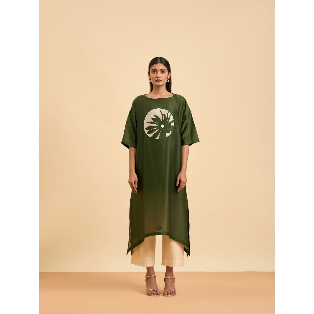 ORIGANI Olive Elegance Suit Kurta with Pant and Inner (Set of 3)