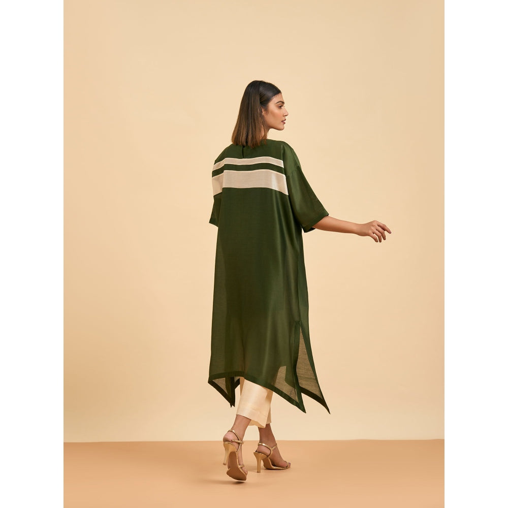 ORIGANI Olive Elegance Suit Kurta with Pant and Inner (Set of 3)