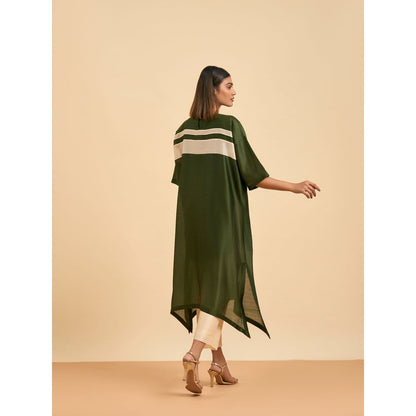 ORIGANI Olive Elegance Suit Kurta with Pant and Inner (Set of 3)