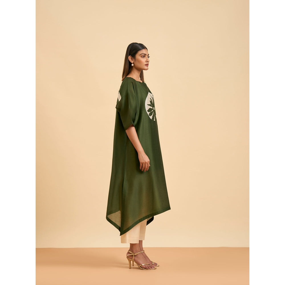 ORIGANI Olive Elegance Suit Kurta with Pant and Inner (Set of 3)