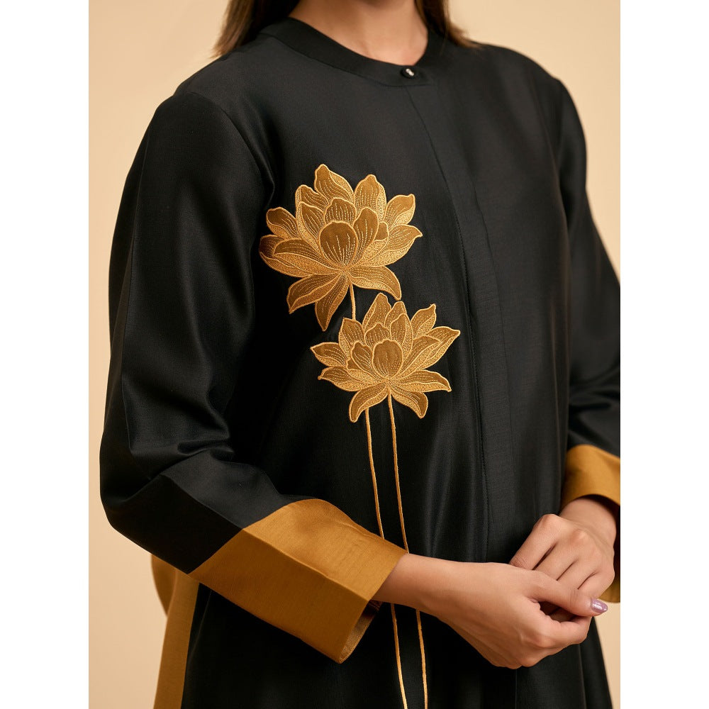 ORIGANI Black Allure Suit Kurta with Pant (Set of 2)