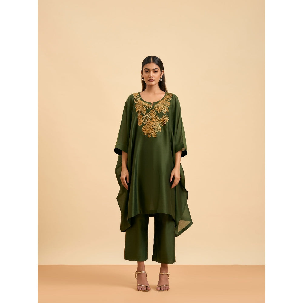 ORIGANI Olive Serenity Suit Kaftan with Pant and Inner (Set of 3)