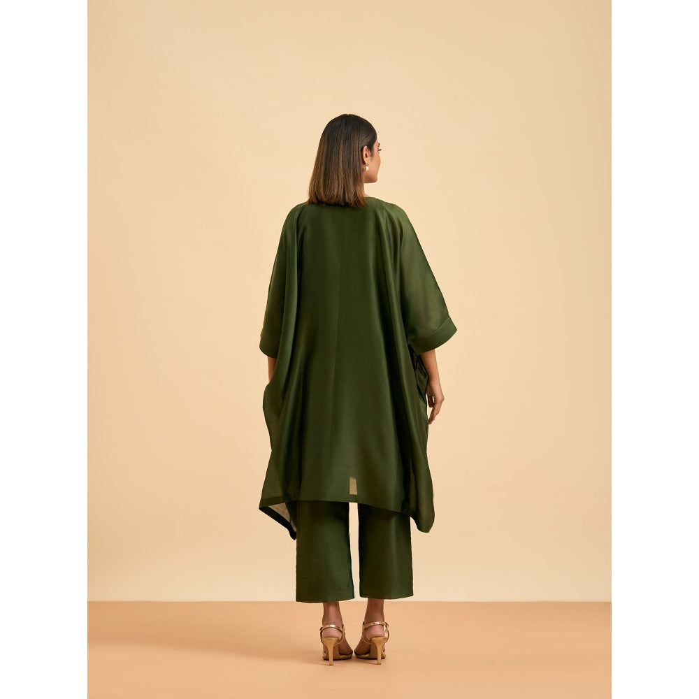 ORIGANI Olive Serenity Suit Kaftan with Pant and Inner (Set of 3)