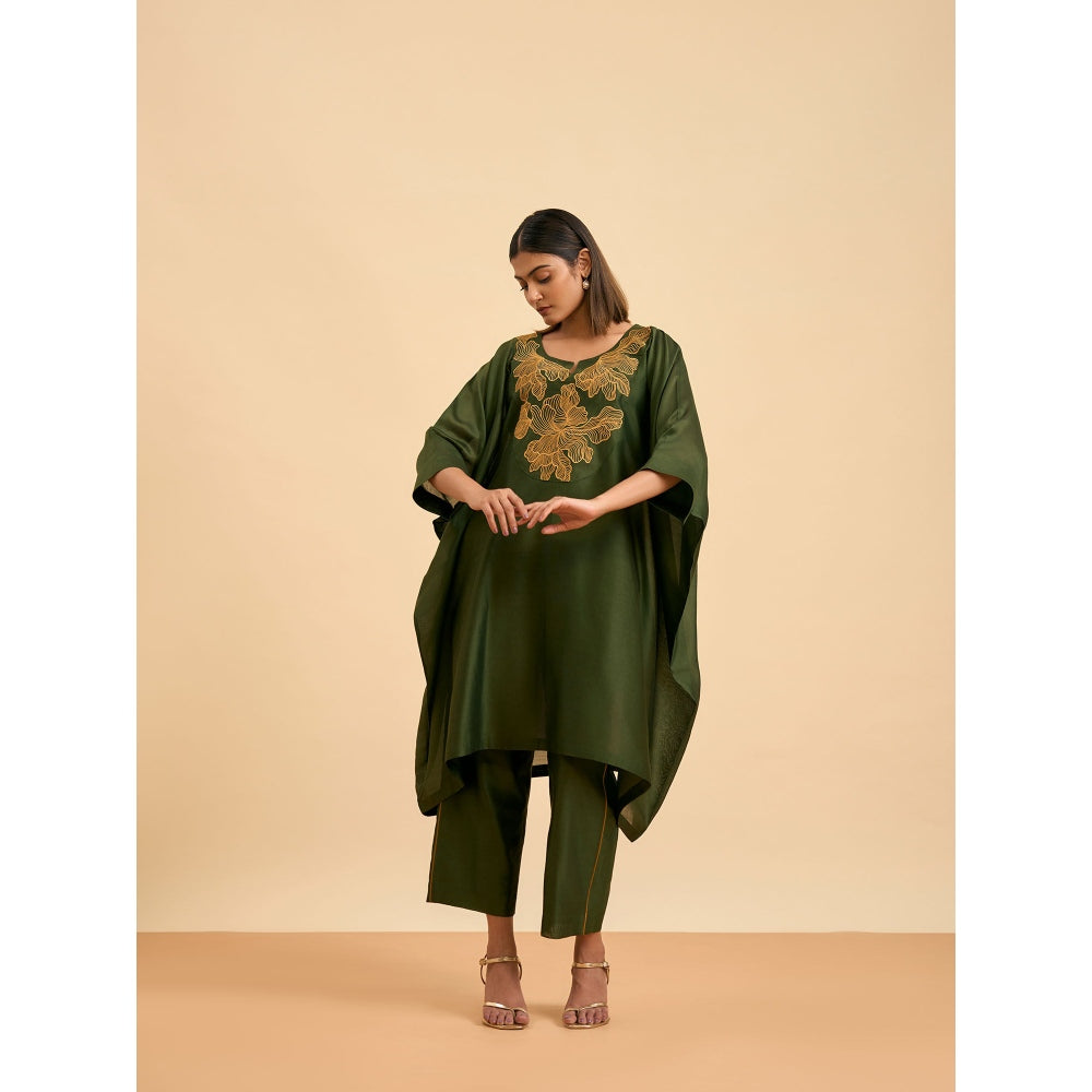 ORIGANI Olive Serenity Suit Kaftan with Pant and Inner (Set of 3)