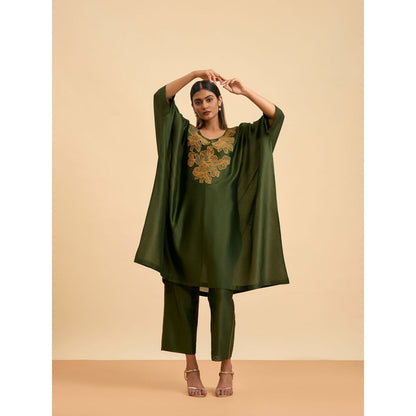 ORIGANI Olive Serenity Suit Kaftan with Pant and Inner (Set of 3)