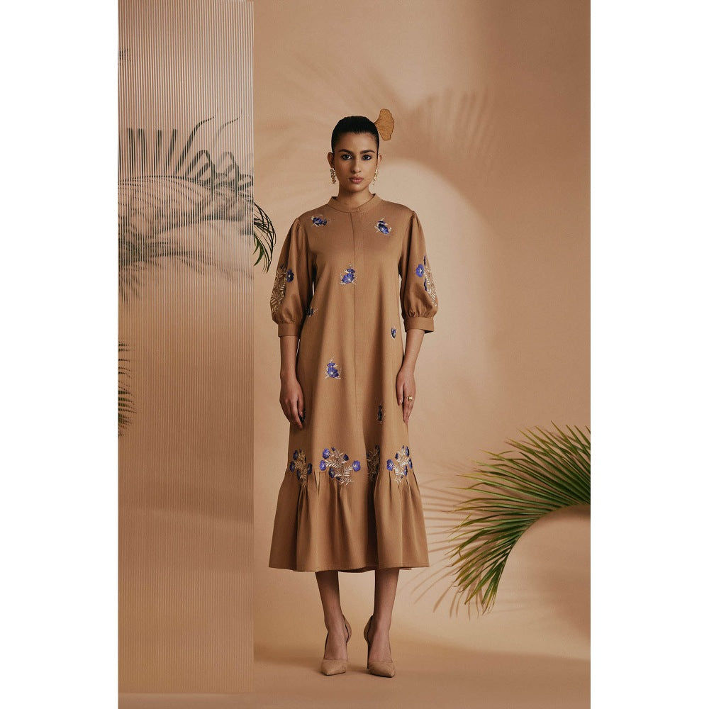 ORIGANI Brown Savanna Midi Dress