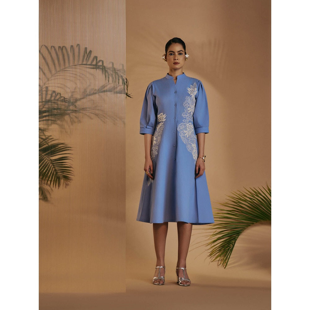 ORIGANI Blue Fit & Flare Dress