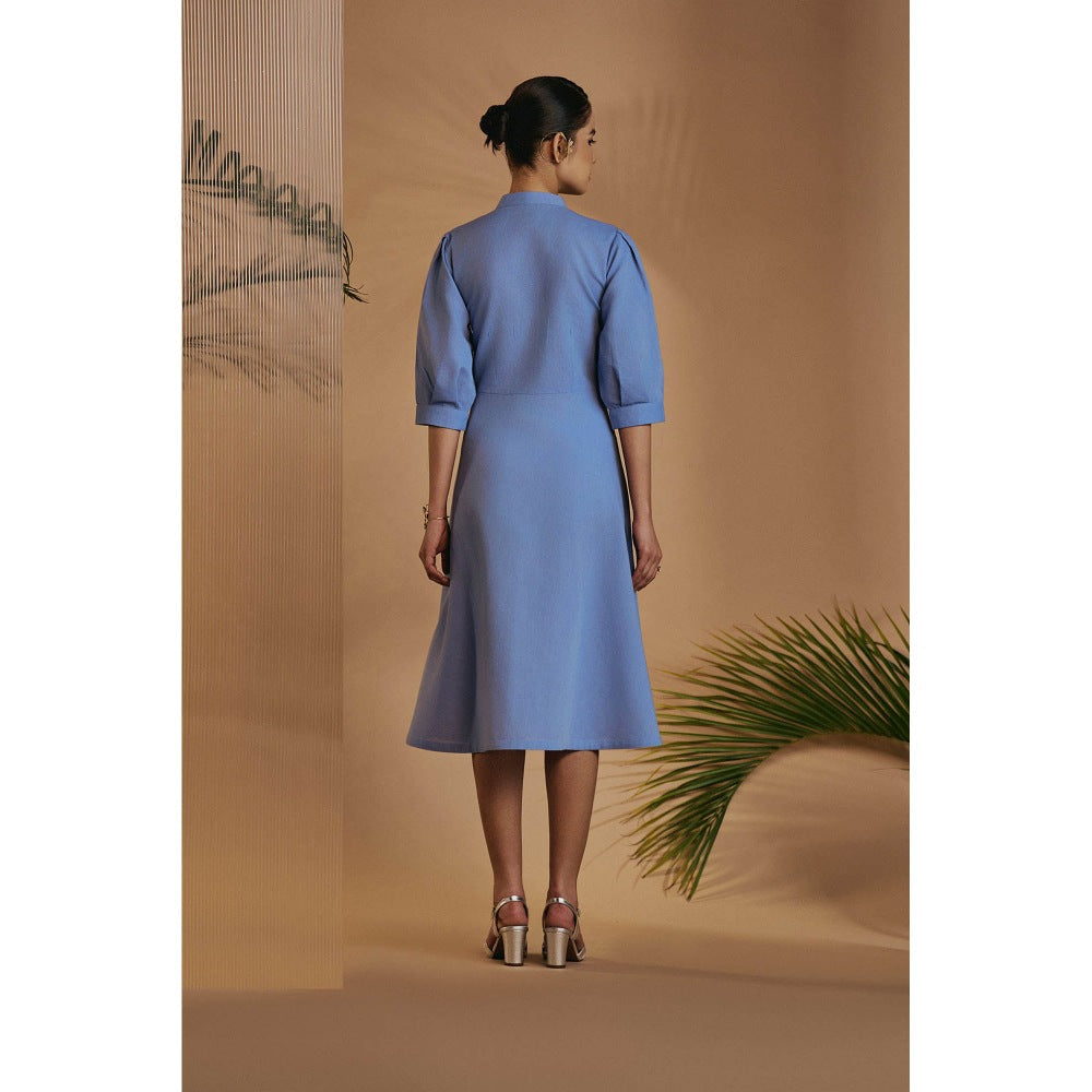 ORIGANI Blue Fit & Flare Dress