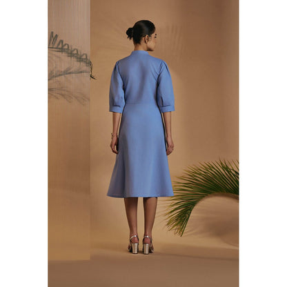 ORIGANI Blue Fit & Flare Dress