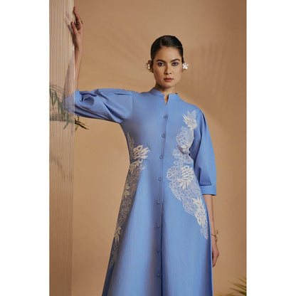 ORIGANI Blue Fit & Flare Dress