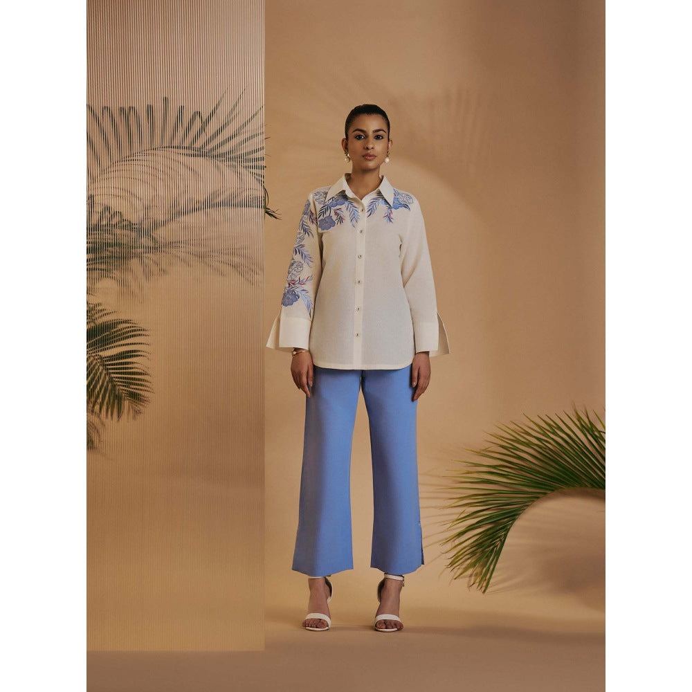 ORIGANI Women Off White Embroidered Co-Ord Set