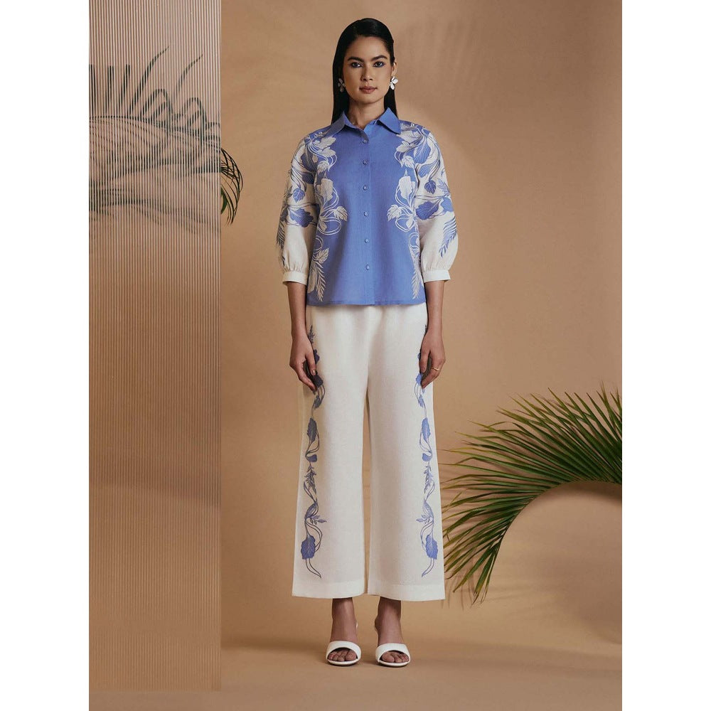 ORIGANI Women Blue Embroidered Co-Ord Set