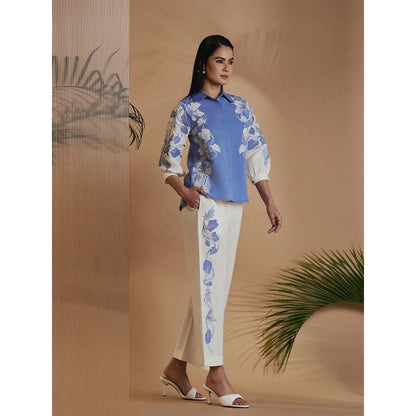 ORIGANI Women Blue Embroidered Co-Ord Set