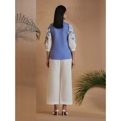 ORIGANI Women Blue Embroidered Co-Ord Set